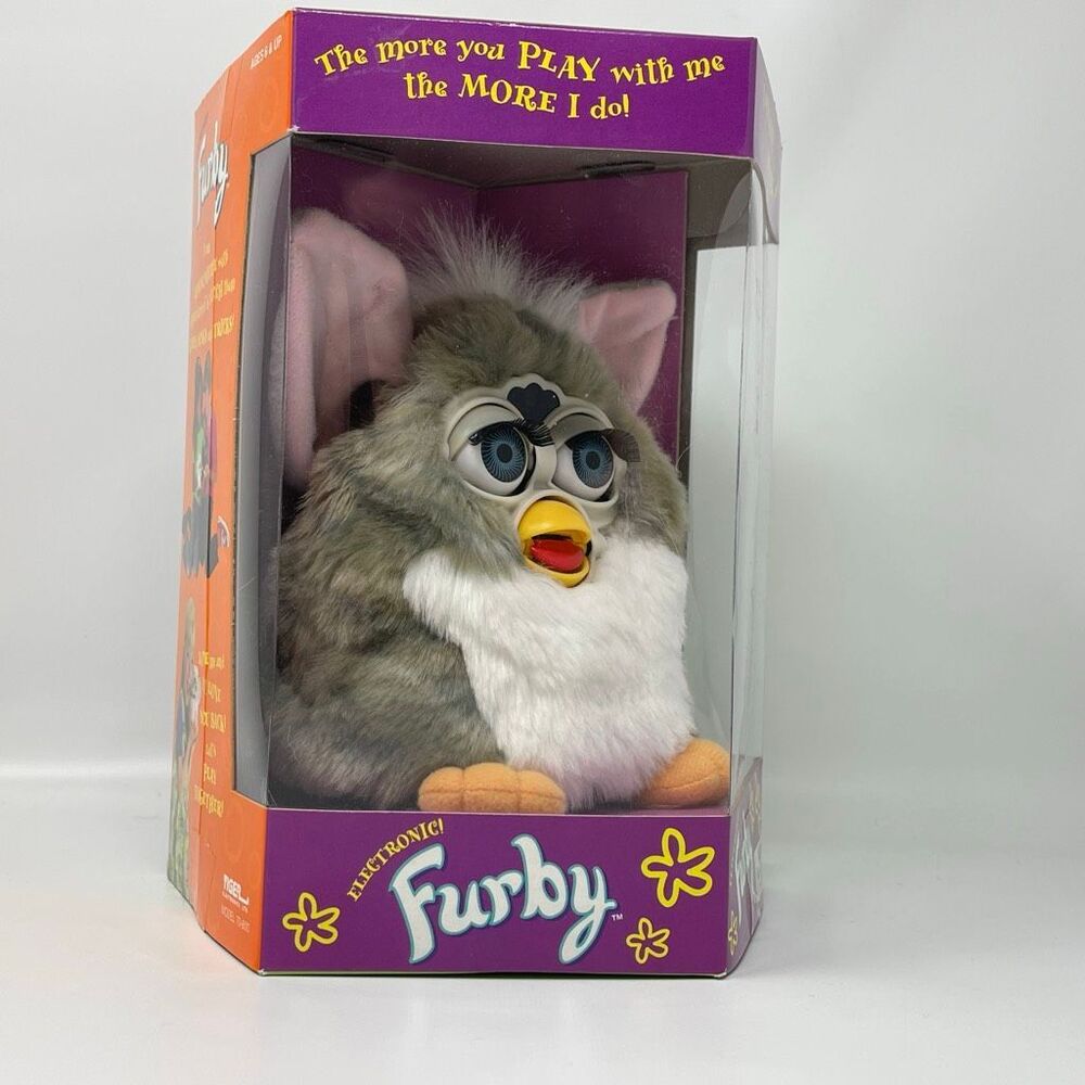 Tiger Furby Model 70-800 Grey & White with Blue Eyes Pink Ears New Vintage 1998 - Picture 6 of 10
